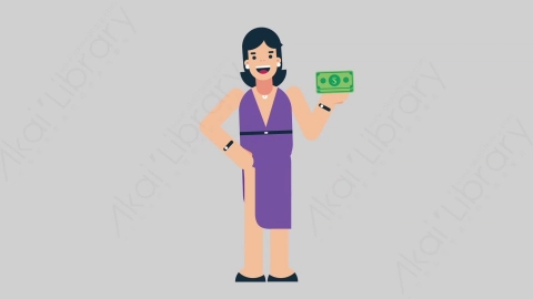 AE模板-WOMAN SINGER 16 Gain Money女性歌手歌唱家赚钱扁平人物日常角色