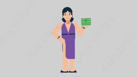 AE模板-WOMAN SINGER 17 Losing Money女性歌手歌唱家赔钱亏损扁平人物日常角色