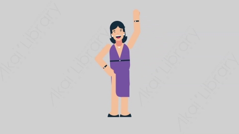 AE模板-WOMAN SINGER 24 Hello女性歌手歌唱家打招呼扁平人物日常角色