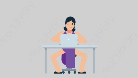AE模板-WOMAN SINGER 30 Typing on PC女性歌手歌唱家在电脑上打字扁平人物日常角色