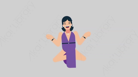AE模板-WOMAN SINGER 33 Meditation女性歌手歌唱家冥想沉思扁平人物日常角色