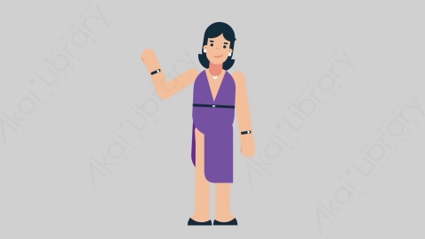 AE模板-WOMAN SINGER 40 Pointing 3女性歌手歌唱家指向指点扁平人物日常角色