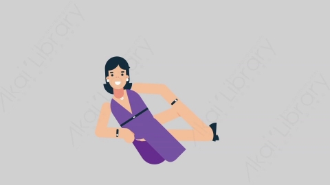 AE模板-WOMAN SINGER 45 Relax女性歌手歌唱家放松扁平人物日常角色