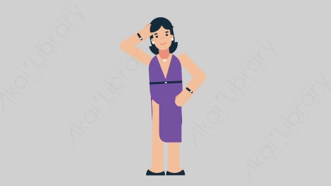 AE模板-WOMAN SINGER 53 Scratching Head女性歌手歌唱家抓头扁平人物日常角色