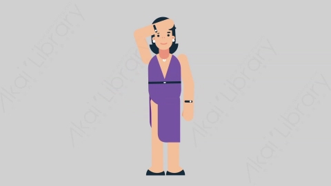 AE模板-WOMAN SINGER 57 Sight女性歌手歌唱家观察四周扁平人物日常角色