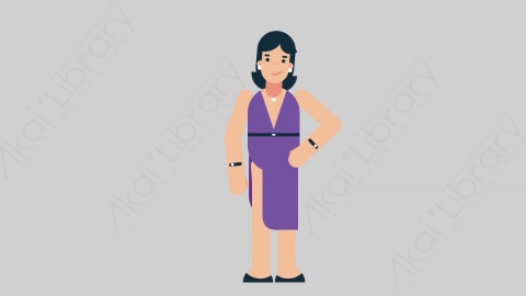 AE模板-WOMAN SINGER 60 Standing女性歌手歌唱家站立扁平人物日常角色