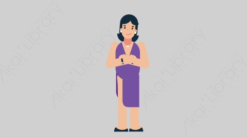 AE模板-WOMAN SINGER 61 Standing 2女性歌手歌唱家站立扁平人物日常角色