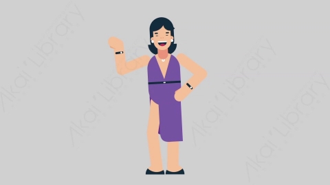 AE模板-WOMAN SINGER 66 Metro Ride女性歌手歌唱家乘地铁扁平人物日常角色