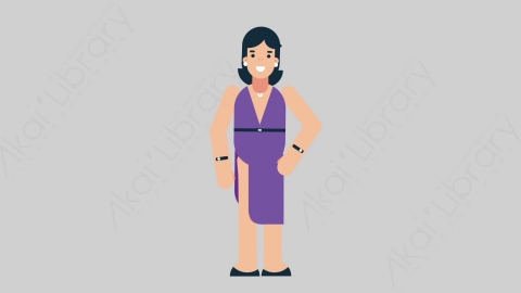 AE模板-WOMAN SINGER 72 Tie女性歌手歌唱家整理领带扁平人物日常角色