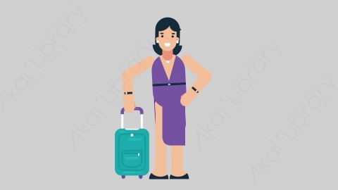 AE模板-WOMAN SINGER 74 Traveling女性歌手歌唱家旅游旅行扁平人物日常角色