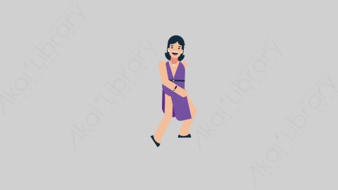 AE模板-WOMAN SINGER 78 Walking on Stairs女性歌手歌唱家走楼梯上楼梯扁平人物日常角色