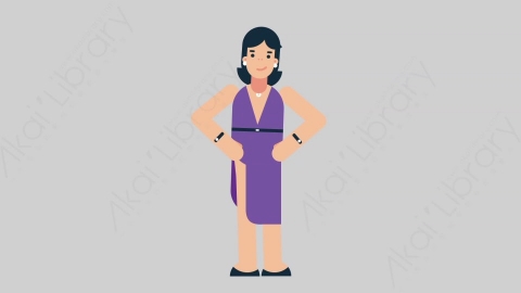 AE模板-WOMAN SINGER 82 Yes女性歌手歌唱家点头同意扁平人物日常角色