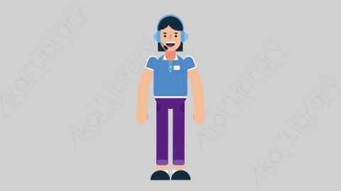 AE模板-WOMAN SUPPORT SERVICE 01 Basic女性接线员电话服务基本动作扁平人物职业角色