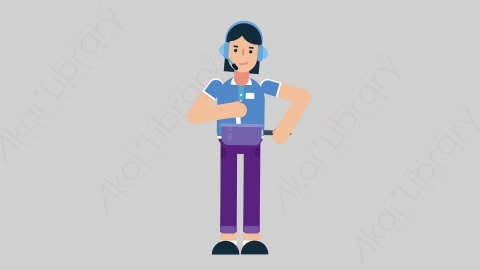 AE模板-WOMAN SUPPORT SERVICE 07 Cooking女性接线员电话服务做饭烹饪扁平人物职业角色