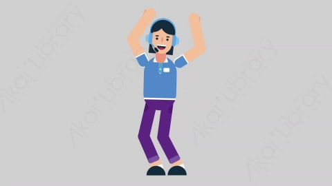 AE模板-WOMAN SUPPORT SERVICE 10 Dance 2女性接线员电话服务跳舞舞蹈扁平人物职业角色