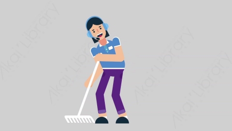 AE模板-WOMAN SUPPORT SERVICE 15 Farmer女性接线员电话服务干农活扁平人物职业角色
