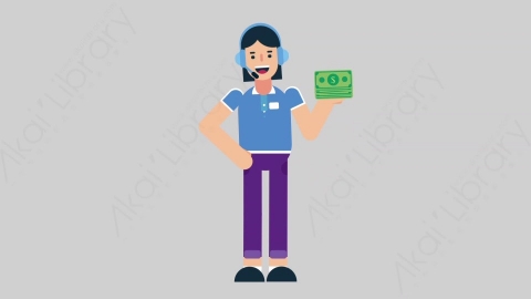 AE模板-WOMAN SUPPORT SERVICE 16 Gain Money女性接线员电话服务赚钱扁平人物职业角色