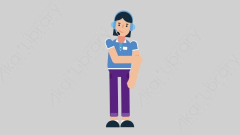 AE模板-WOMAN SUPPORT SERVICE 21 Handshake 1女性接线员电话服务握手扁平人物职业角色
