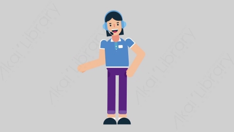 AE模板-WOMAN SUPPORT SERVICE 22 Handshake 2女性接线员电话服务握手扁平人物职业角色
