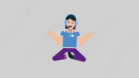 AE模板-WOMAN SUPPORT SERVICE 33 Meditation女性接线员电话服务冥想沉思扁平人物职业角色