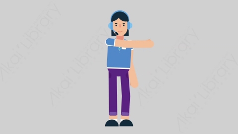 AE模板-WOMAN SUPPORT SERVICE 39 Pointing 2女性接线员电话服务指向指点扁平人物职业角色