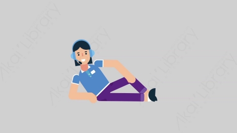 AE模板-WOMAN SUPPORT SERVICE 45 Relax女性接线员电话服务放松扁平人物职业角色