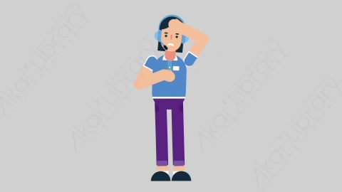 AE模板-WOMAN SUPPORT SERVICE 50 Stressed Out女性接线员电话服务压力过大心力交瘁扁平人物职业角色