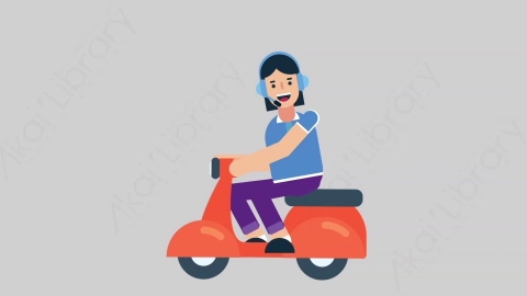 AE模板-WOMAN SUPPORT SERVICE 52 Scooter女性接线员电话服务骑摩托车扁平人物职业角色