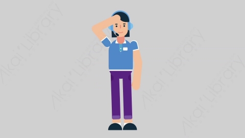 AE模板-WOMAN SUPPORT SERVICE 57 Sight女性接线员电话服务观察四周扁平人物职业角色