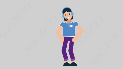AE模板-WOMAN SUPPORT SERVICE 59 Stabbed女性接线员电话服务被刺伤扁平人物职业角色