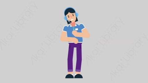 AE模板-WOMAN SUPPORT SERVICE 65 Stomach Pain女性接线员电话服务肚子痛胃痛扁平人物职业角色