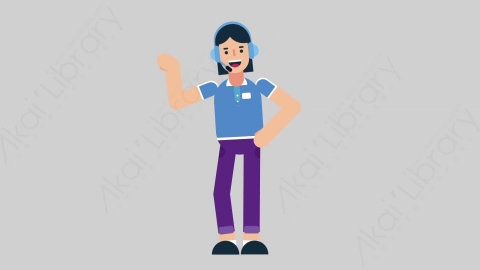 AE模板-WOMAN SUPPORT SERVICE 66 Metro Ride女性接线员电话服务乘地铁扁平人物职业角色
