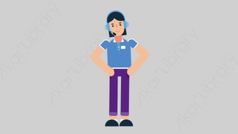 AE模板-WOMAN SUPPORT SERVICE 69 Talking女性接线员电话服务说话讲话扁平人物职业角色
