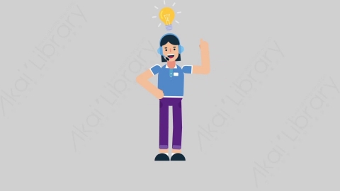 AE模板-WOMAN SUPPORT SERVICE 70 Thinking 1女性接线员电话服务思考考虑扁平人物职业角色