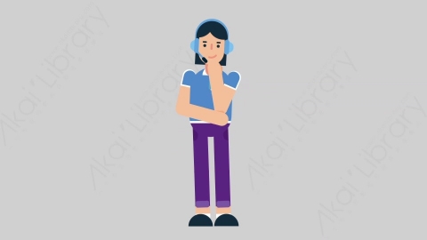 AE模板-WOMAN SUPPORT SERVICE 71 Thinking 2女性接线员电话服务思考考虑扁平人物职业角色