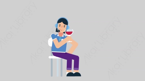 AE模板-WOMAN SUPPORT SERVICE 80 Wine Toast女性接线员电话服务喝红酒扁平人物职业角色