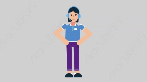 AE模板-WOMAN SUPPORT SERVICE 82 Yes女性接线员电话服务点头同意扁平人物职业角色