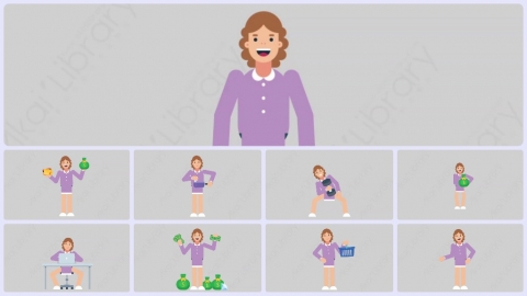 AE模板-WOMAN TEACHER 学校课堂女性教师老师扁平人物职业角色
