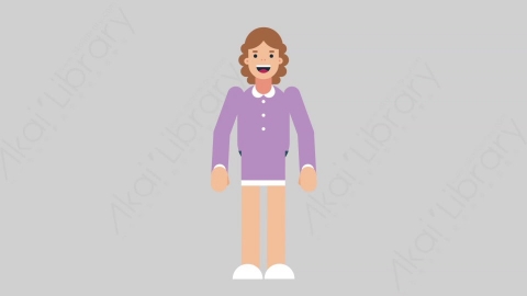 AE模板-WOMAN TEACHER 01 Basic学校课堂女性教师老师基本动作扁平人物职业角色