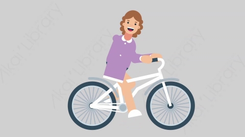AE模板-WOMAN TEACHER 04 Bicycle学校课堂女性教师老师骑自行车扁平人物职业角色
