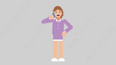AE模板-WOMAN TEACHER 05 Call学校课堂女性教师老师打电话扁平人物职业角色