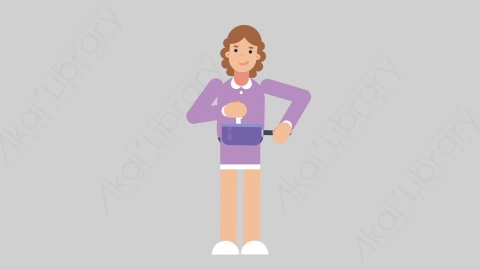 AE模板-WOMAN TEACHER 07 Cooking学校课堂女性教师老师做饭烹饪扁平人物职业角色