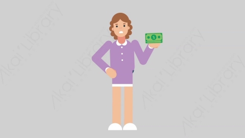 AE模板-WOMAN TEACHER 17 Losing Money学校课堂女性教师老师赔钱亏损扁平人物职业角色