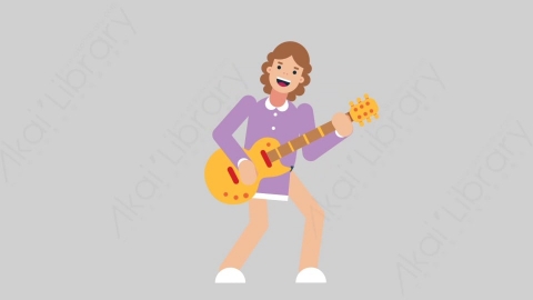 AE模板-WOMAN TEACHER 20 Playing Guitar学校课堂女性教师老师弹吉他扁平人物职业角色