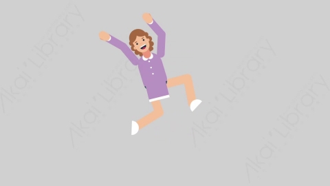 AE模板-WOMAN TEACHER 23 Happy Jump学校课堂女性教师老师跳跃开心的跳扁平人物职业角色