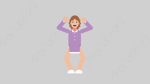 AE模板-WOMAN TEACHER 26 Cheering学校课堂女性教师老师欢呼喝彩扁平人物职业角色