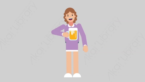 AE模板-WOMAN TEACHER 27 Cheering with Glass学校课堂女性教师老师喝啤酒扁平人物职业角色