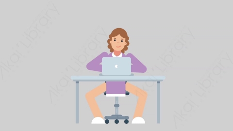 AE模板-WOMAN TEACHER 30 Typing on PC学校课堂女性教师老师在电脑上打字扁平人物职业角色