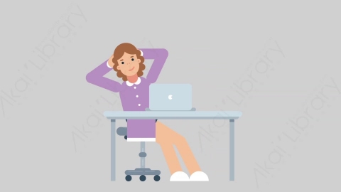 AE模板-WOMAN TEACHER 31 Typing on PC 2学校课堂女性教师老师在电脑上打字扁平人物职业角色