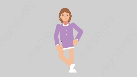AE模板-WOMAN TEACHER 32 Leaned学校课堂女性教师老师倚靠靠墙扁平人物职业角色